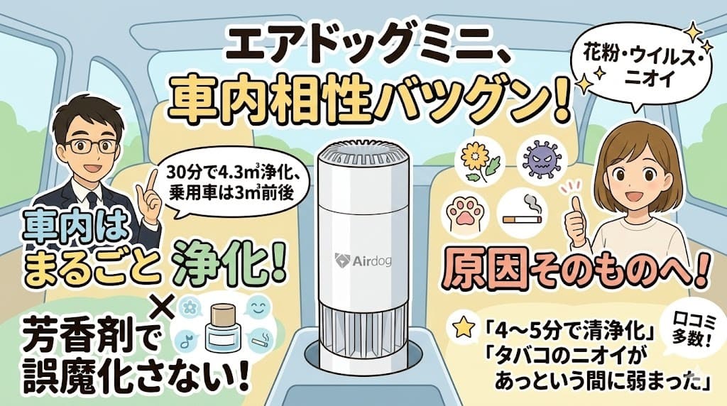 車内の空気をまるごと浄化！エアドッグミニと車内相性の解説