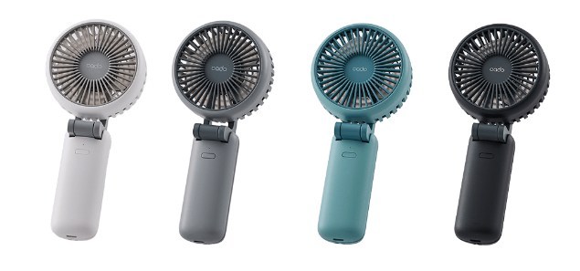 カドーハンディファンの4色カラーバリエーション。ホワイト・クールグレー・ティールブルー・ブラックの展開