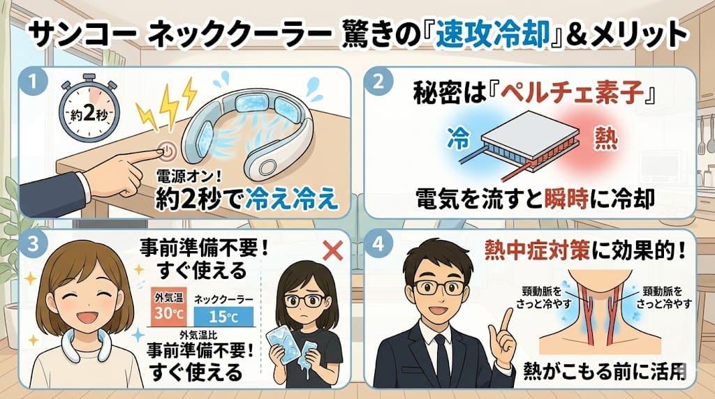 サンコーネッククーラーの速攻冷却とメリットの解説