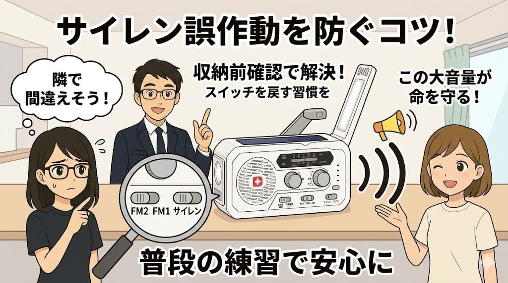 ソーラー多機能ラジオライト5000のサイレン誤作動防止と頼れる音量の解説