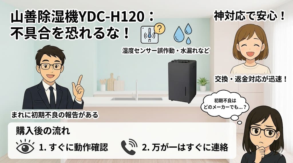 山善除湿機YDC-H120の初期不良の噂と迅速なサポート対応