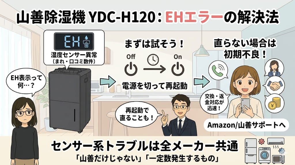 山善除湿機YDC-H120のEH表示の原因と対策