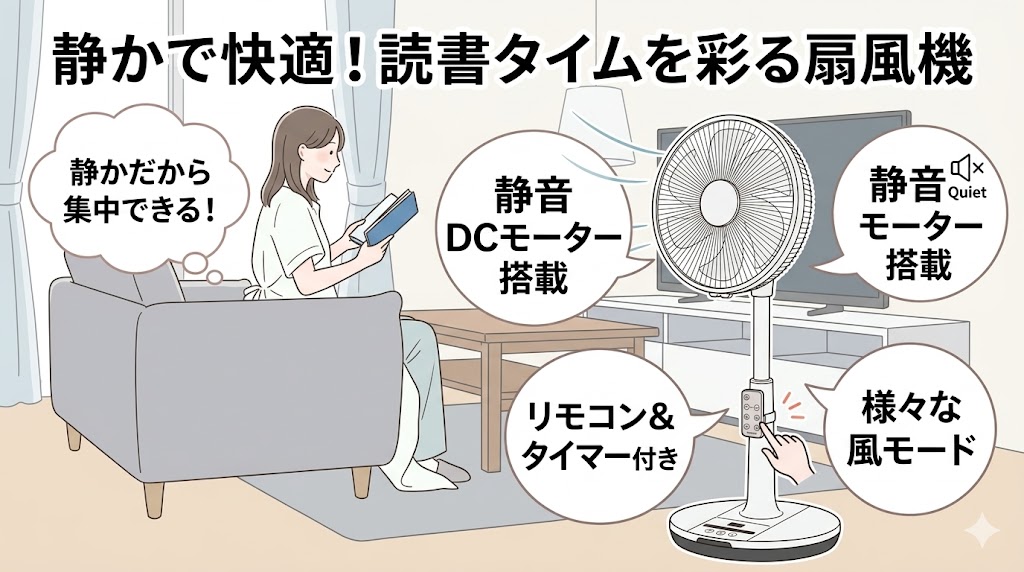 山善 DC扇風機 YLX-AED30 の静音とリモコン機能の解説。
