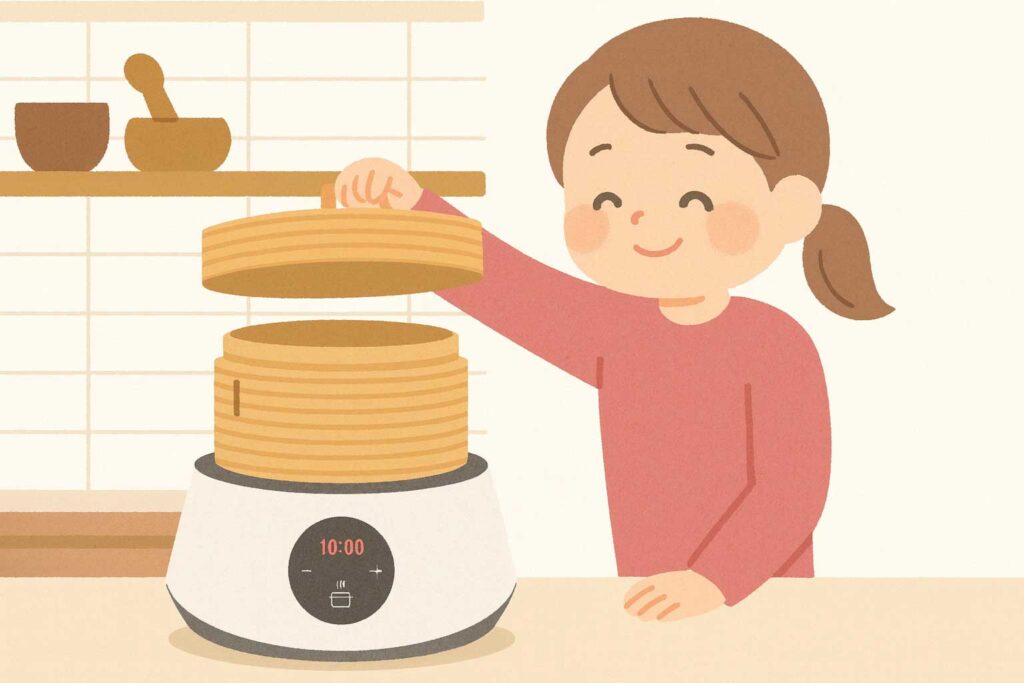 電気蒸し器は子どもだけで作れる