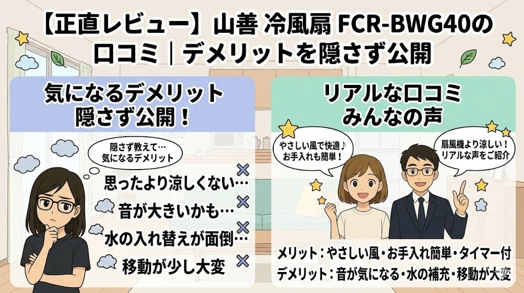 【正直レビュー】山善 冷風扇 FCR-BWG40の口コミ｜デメリットを隠さず公開